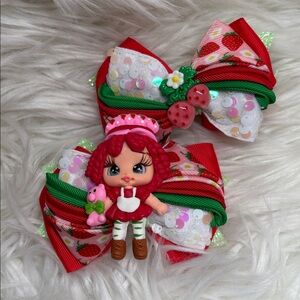Strawberry-Themed Kids Toy Hair Bows